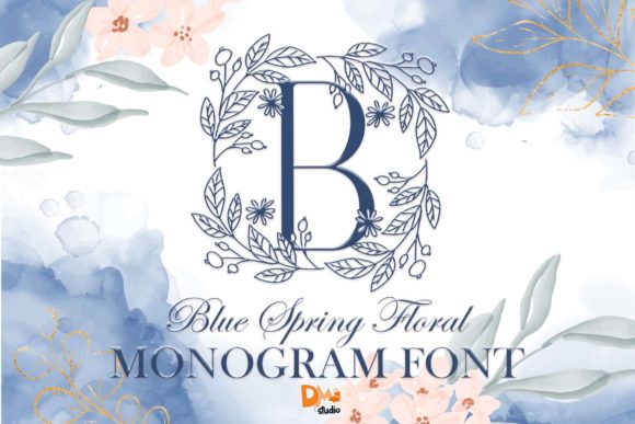 Blue Spring Floral Monogram: The Elegant Decorative Font